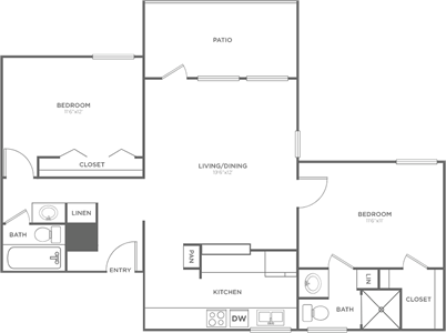 C2 - Two Bedroom / Two Bath floor plan